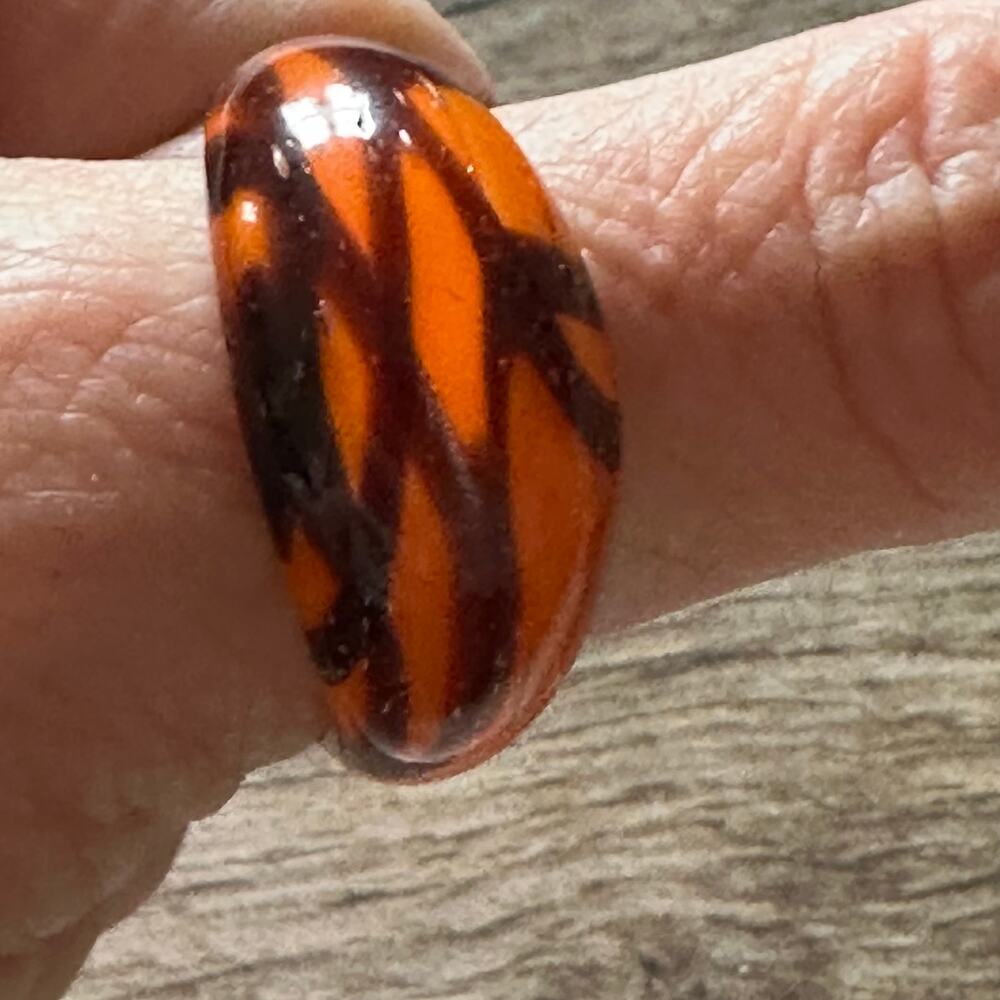 BOGO FREE ARCRYLIC ORANGE BLACK RING size 8